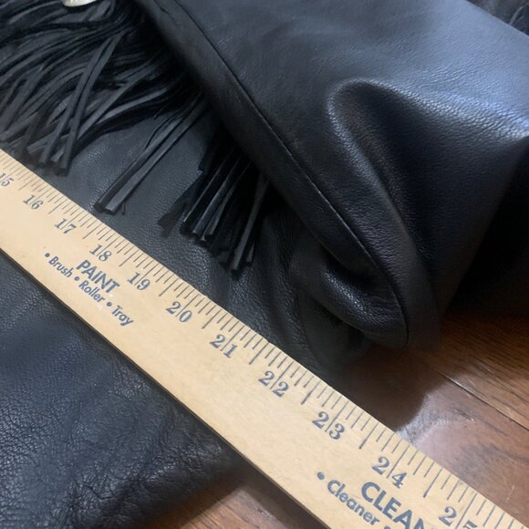 Antelope Creek Leather Fringe Jacket XL Black Western Moto Biker Southwest Grung - Picture 10 of 12